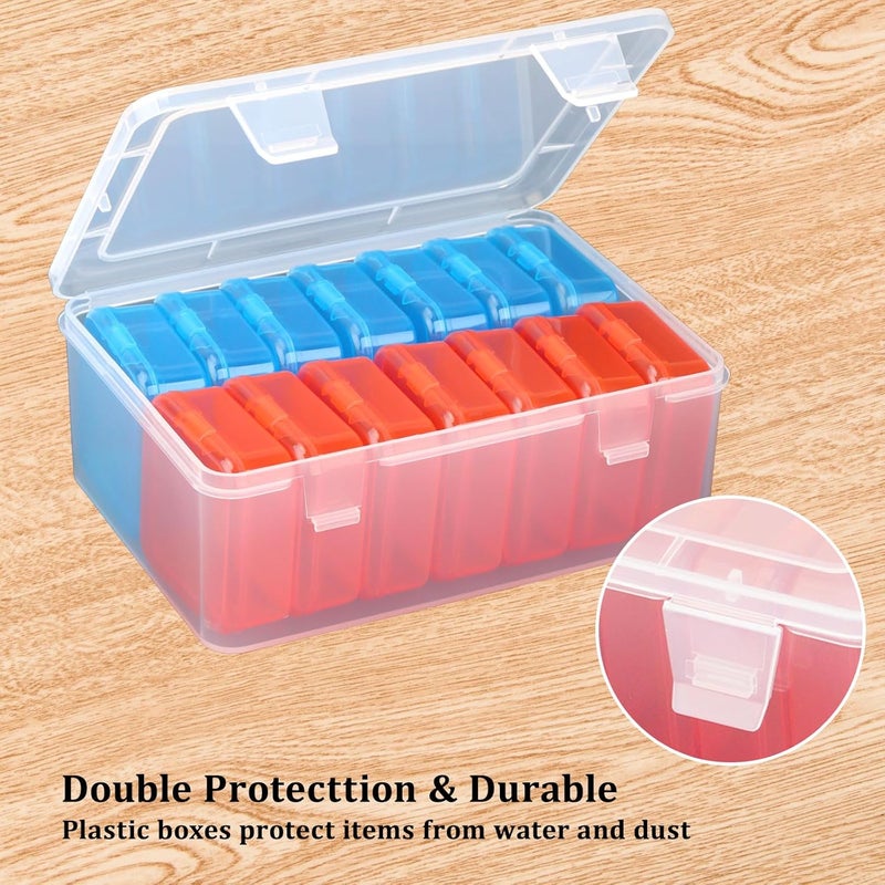 Mathtoxyz Small Bead Organizers(Red, Blue), 15 Pieces Plastic Storage Cases Mini Clear Bead Storage Containers Transparent Boxes with Hinged Lid and Rectangle Clear Craft Supply Case - Image 3